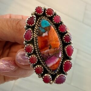 Nizhoni Traders Pink Opal, Pink Dream Mojave, Sterling Silver Adjustable Ring